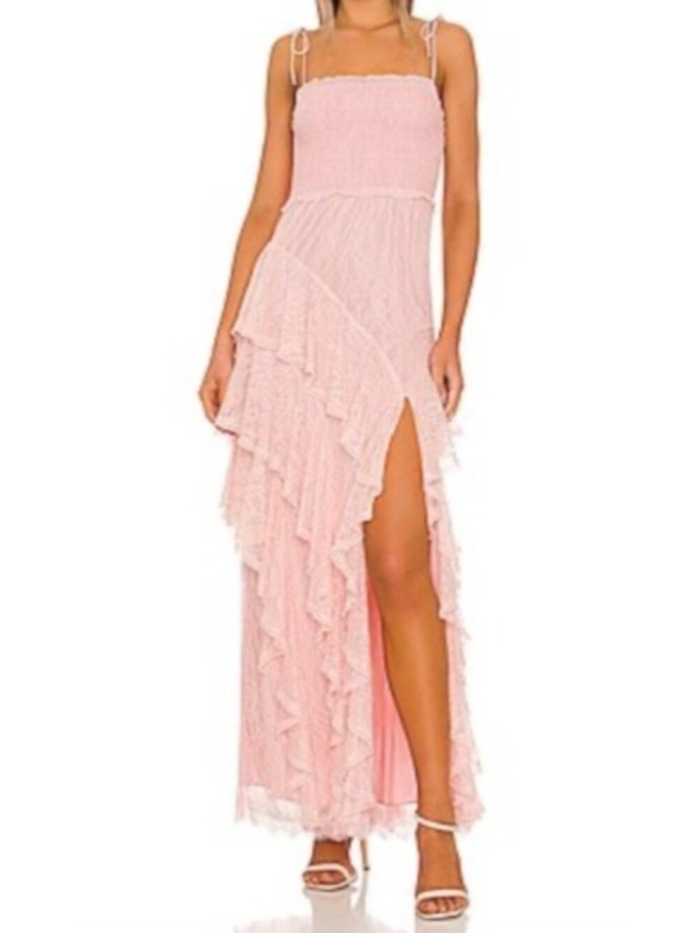 NEW Alice + Olivia Jocelyn Lace Ruffle Maxi Dress English Rose Size 2 Feminine